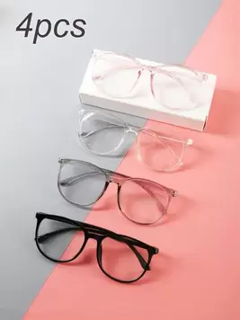 4pcs/1pc Trendy Candy Colored Oval Frame Glasses - Blocking Decorative Lenses - Stylish Glasses For Everyday Wear offers at $2.39 in SheIn