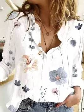 2024 New European And American Style Flower Printed Long Sleeve Shirt offers at $18.99 in SheIn