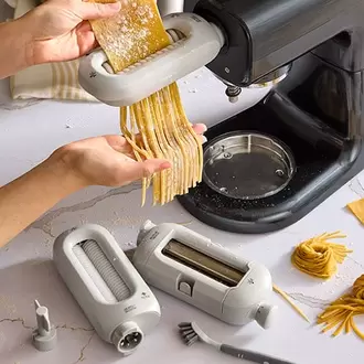 Deluxe Stand Mixer 3-Piece Pasta Roller & Cutter Set offers at $165 in Pampered Chef