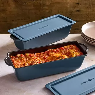 Brilliance Nonstick Long Loaf Pan Set with Lids offers at $76 in Pampered Chef