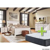 Willowton II 6 - Piece Queen Bedroom Set w/ 12" Upland Premium Tight Top Firm Memory Foam Mattress, Foundation, & Cases offers at $150.33 in Aaron's