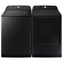 5.5 cu. ft. Samsung Top Load Washer & 7.4 cu. ft. Electric Steam Dryer Set - Brushed Black offers at $129.99 in Aaron's