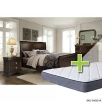 Dominique II 6 - Piece Queen Bedroom Set w/ 9.5" Tight Top Extra Firm Mattress, Foundation, and Protective Cases offers at $131.33 in Aaron's