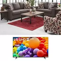 Meme Sofa & Loveseat with 65" LG TV offers at $147.98 in Aaron's