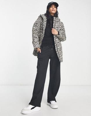 Vila padded coat with hood in leopard print offers at $100 in Asos