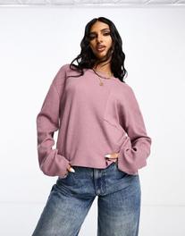 ASOS DESIGN long sleeve waffle t-shirt in washed aubergine offers at $22.99 in Asos