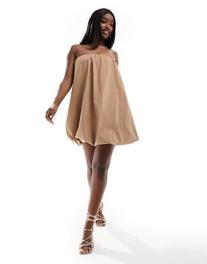 ASOS DESIGN ultimate bubble hem mini dress in camel offers at $44.99 in Asos