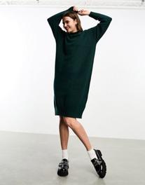 Monki long sleeve knitted midi dress in forest green offers at $30.5 in Asos