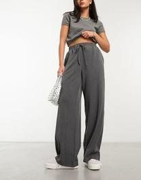ASOS DESIGN pull on pants in gray stripe offers at $29.99 in Asos