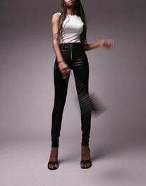 Topshop Tall faux leather skinny fit moto pants in black offers at $55 in Asos