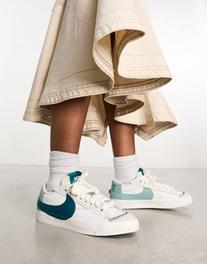 Nike Blazer Low '77 Jumbo sneakers in white & green offers at $80 in Asos