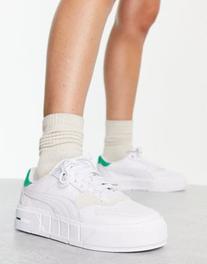PUMA Cali Court Match sneakers with green tab in white offers at $45.5 in Asos