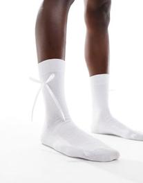 COLLUSION ankle socks with bow in white offers at $8.9 in Asos