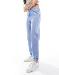 ASOS DESIGN relaxed mom jeans in bright mid blue offers at $34.99 in Asos