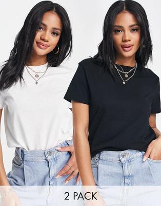 ASOS DESIGN ultimate t-shirt with crew neck in cotton blend 2 pack SAVE in black and white - MULTI offers at $17.99 in Asos