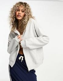 Weekday Essence standard zip hoodie in gray offers at $68 in Asos