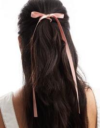 ASOS DESIGN hairband with skinny bow detail in light pink offers at $8.99 in Asos