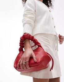 Topshop Genna grab bag with ruched handle in red offers at $44.99 in Asos