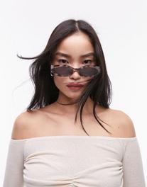 Topshop Cosmo rectangular cat eye sunglasses in light tort offers at $22.99 in Asos
