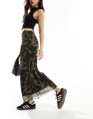 ASOS DESIGN mesh midi skirt in animal print offers at $37.99 in Asos