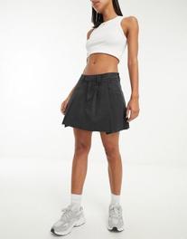 ASOS DESIGN pleated mini skirt in washed black offers at $24.49 in Asos