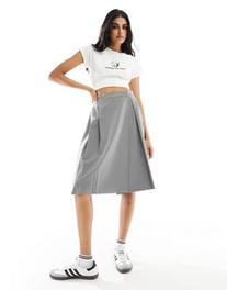 ASOS DESIGN tailored pleated midi skirt in gray offers at $24.49 in Asos
