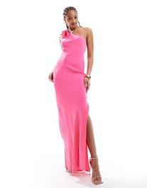 Mango tie shoulder maxi dress in pink offers at $129.99 in Asos