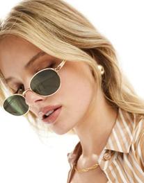 ASOS DESIGN metal oval sunglasses in gold offers at $19.99 in Asos