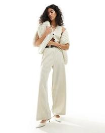 ASOS DESIGN tailored pants with belt in cream stripe offers at $39.99 in Asos