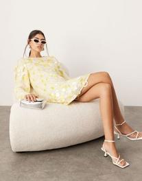 ASOS EDITION stacked multi sequin loose fit mini dress in yellow offers at $249 in Asos