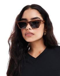 ASOS DESIGN cat eye sunglasses in leopard offers at $19.99 in Asos