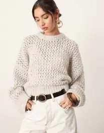 ASOS EDITION knitted open stitch oversized boxy sweater in oatmeal heather offers at $99.99 in Asos