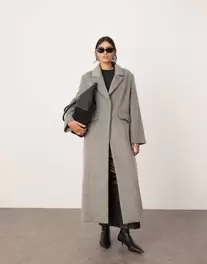 ASOS EDITION wool mix tailored clean oversized maxi coat in pale gray offers at $259 in Asos