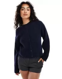 & Other Stories alpaca and wool cardigan with button front in dark blue offers at $125 in Asos