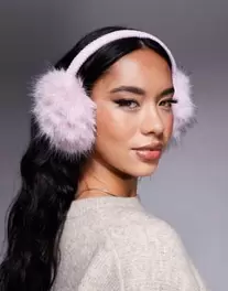 ASOS 4505 Ski faux fur ear muffs in pink offers at $20 in Asos