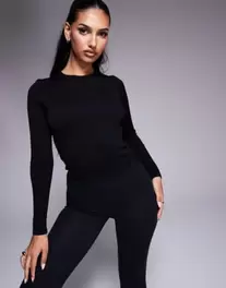 ASOS 4505 Icon seamless ribbed long sleeve top in black offers at $28 in Asos