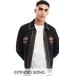 ASOS DESIGN cropped harrington jacket with embroidery in black offers at $79.99 in Asos