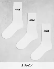 ASOS 4505 Icon 3 pack anti bacterial crew athletic socks in white offers at $17 in Asos