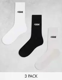 ASOS 4505 Icon 3 pack anti bacterial crew athletic socks in black, white and gray offers at $17 in Asos