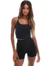 ASOS 4505 Icon soft touch yoga cami tank top with inner bra in black offers at $28 in Asos