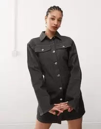 COLLUSION denim shirt dress in rinse wash offers at $52.5 in Asos