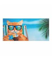 PHOTOREAL NOVELTY VELOUR BEACH TOWEL 28X58" COCONUT CAT offers at $10.99 in Beddington's