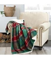 MACKENZIE FAUX MOHAIR REVERSE TO SHERPA THROW GREEN PLAID 50X60" offers at $34.99 in Beddington's