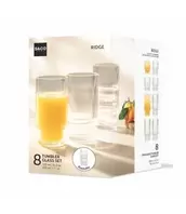 RIDGE SET OF 8 STACKABLE DRINKING GLASSES 5.4oz/11oz offers at $19.99 in Beddington's