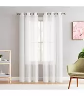 LAUREN TAYLOR LILY 2pk GROMMET TOP SHEER WINDOW PANELS WHITE 38X84" offers at $19.99 in Beddington's