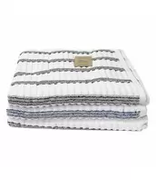 STRIPED WHITE JACQUARD TOWELS w/NAVY OR DARK GREY OR ROYAL BLUE offers at $1.99 in Beddington's