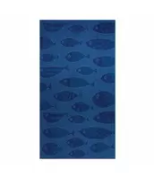 COTTON VELOUR SCULPTED JACQUARD BEACH TOWEL 32X62" BLUE FISH offers at $19.99 in Beddington's