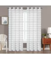 LAUREN TAYLOR ELENA 2 PK STRIPED JACQUARD SHEER WINDOW PANELS AST 37X84" offers at $14.99 in Beddington's