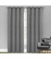 LAUREN TAYLOR JUNO 2PK STRIPED JACQUARD LINEN WINDOW PANELS BLACK 52X84" offers at $24.99 in Beddington's