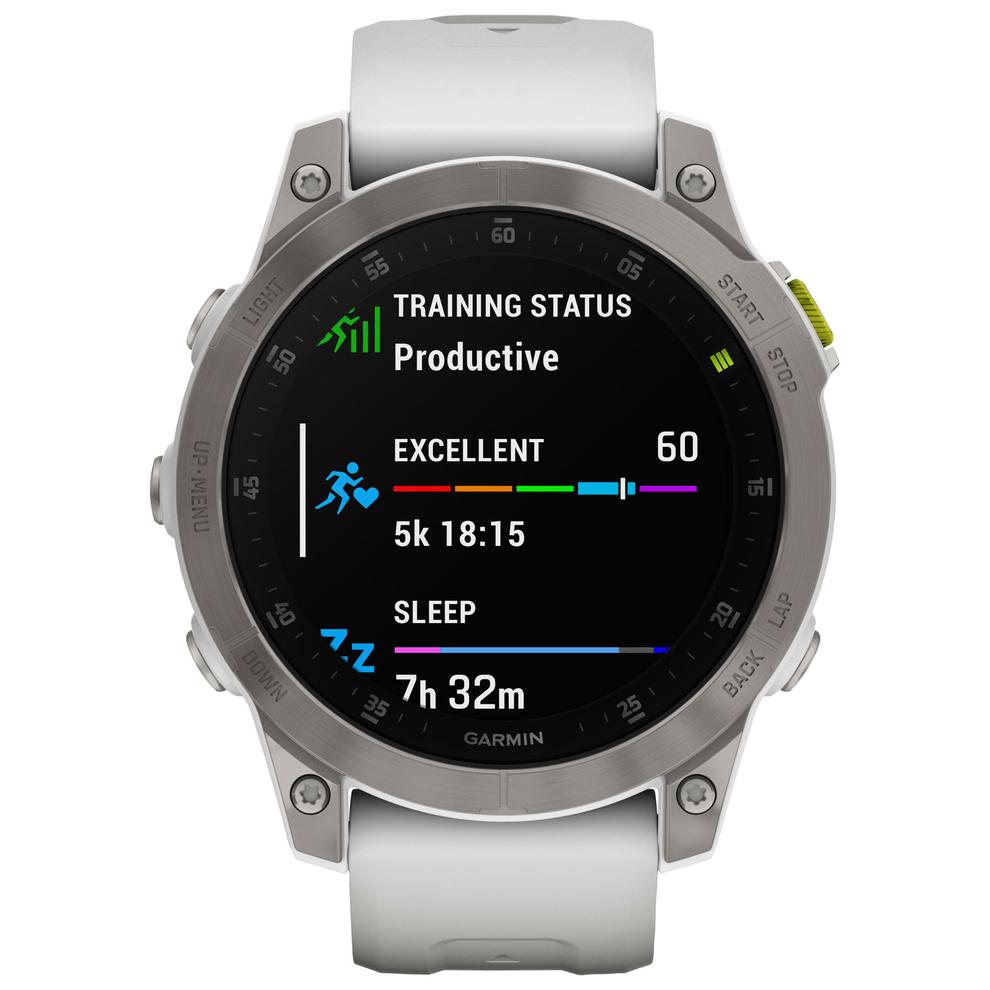 Garmin epix (Gen 2) 47mm Smartwatch with Heart Rate Monitor - Silver/White/Titanium Back offers at $999.99 in Best Buy